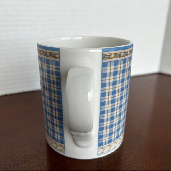 ROYAL DOULTON Studio Provence Bleu Plaid Coffee Tea Mugs Set of 4 - Picture 7 of 13